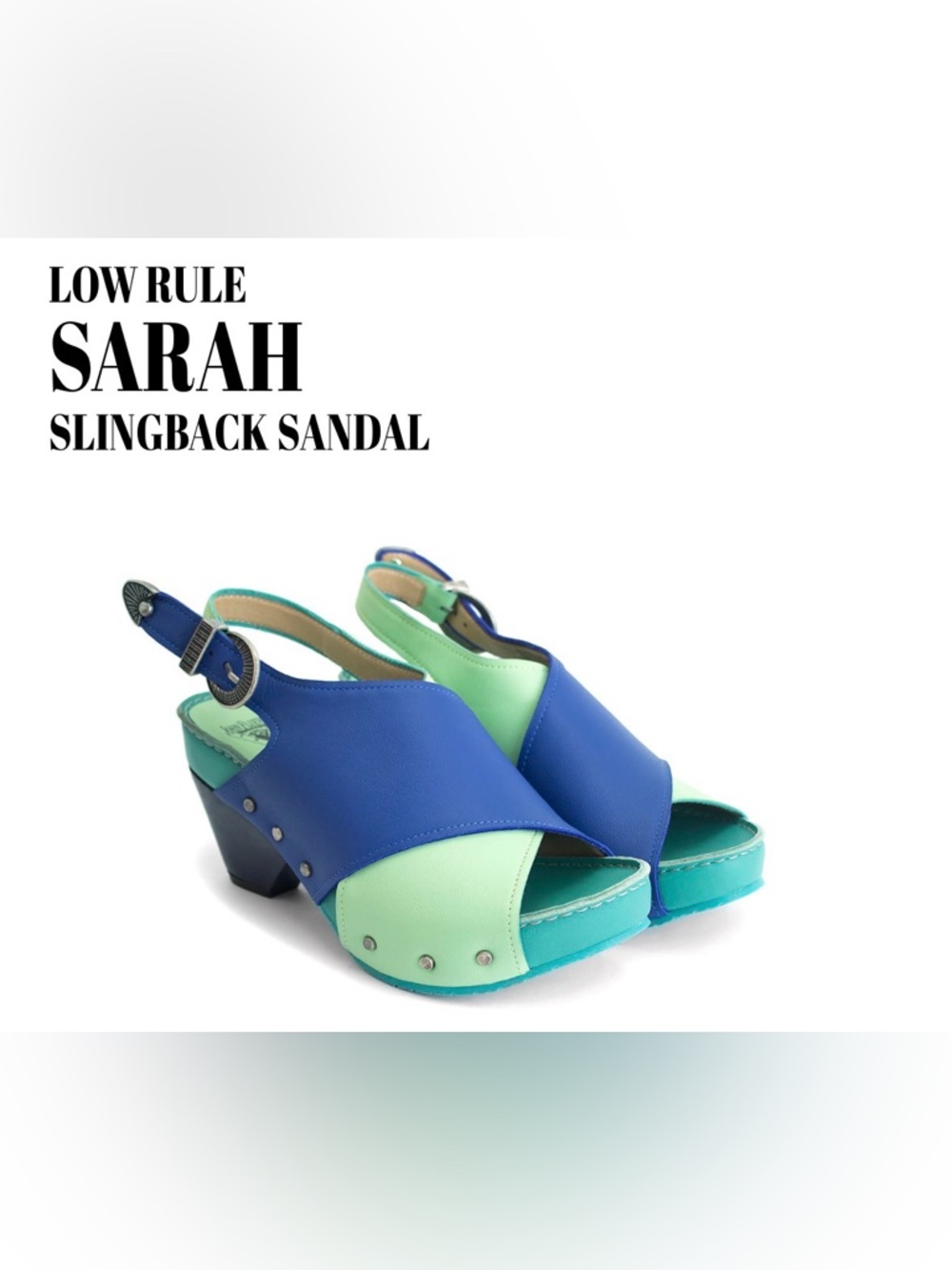 Fluevog EXCELLENT Low Rule Sarah colorblock slingback buckle sandal- 6/7